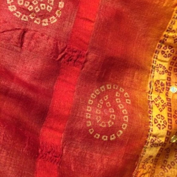 Indian/Pakistani/Bollywood Mirrorwork Gharchola/Bandhini Style Saree & Blouse - Picture 9 of 13